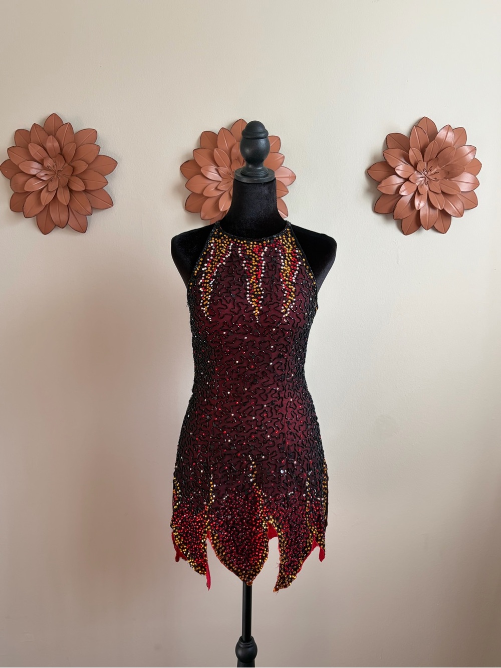 Vintage 1990s Andretta Donatello Beaded Mini Dress